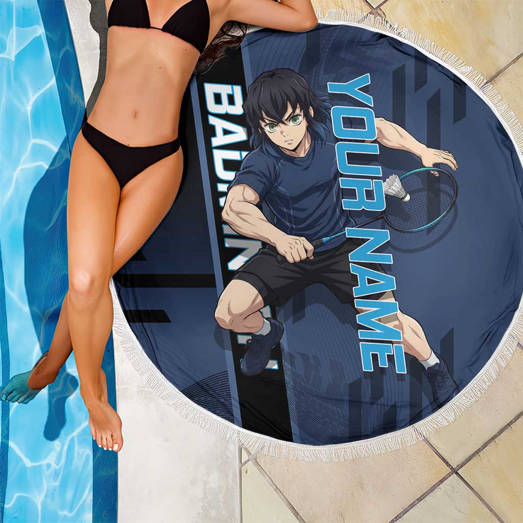 Personalized Inosuke Blue Lock Beach Blanket Crossover Badminton Design with Action Pose - The Mazicc