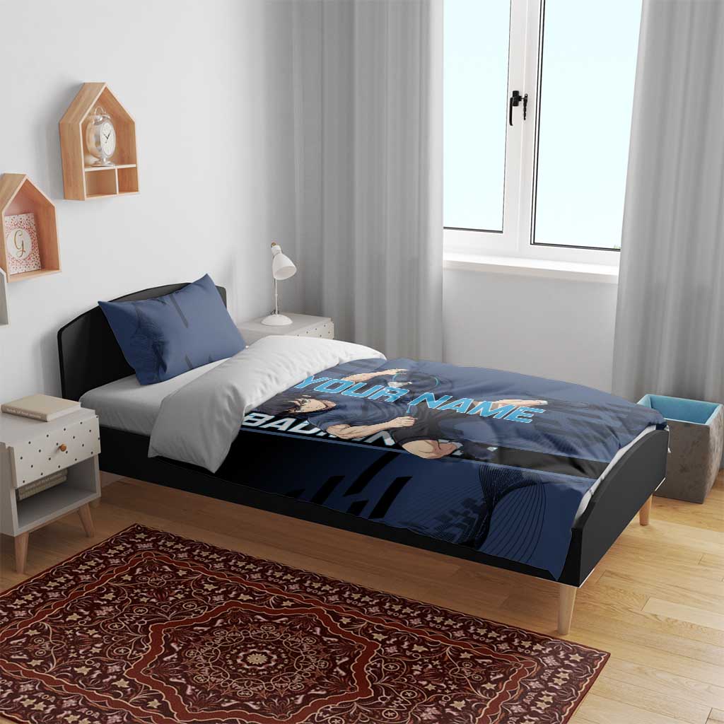 Personalized Inosuke Blue Lock Bedding Set Crossover Badminton Design with Action Pose - The Mazicc