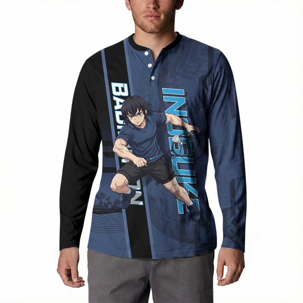 Personalized Inosuke Blue Lock Button Sweatshirt Crossover Badminton Design with Action Pose - The Mazicc