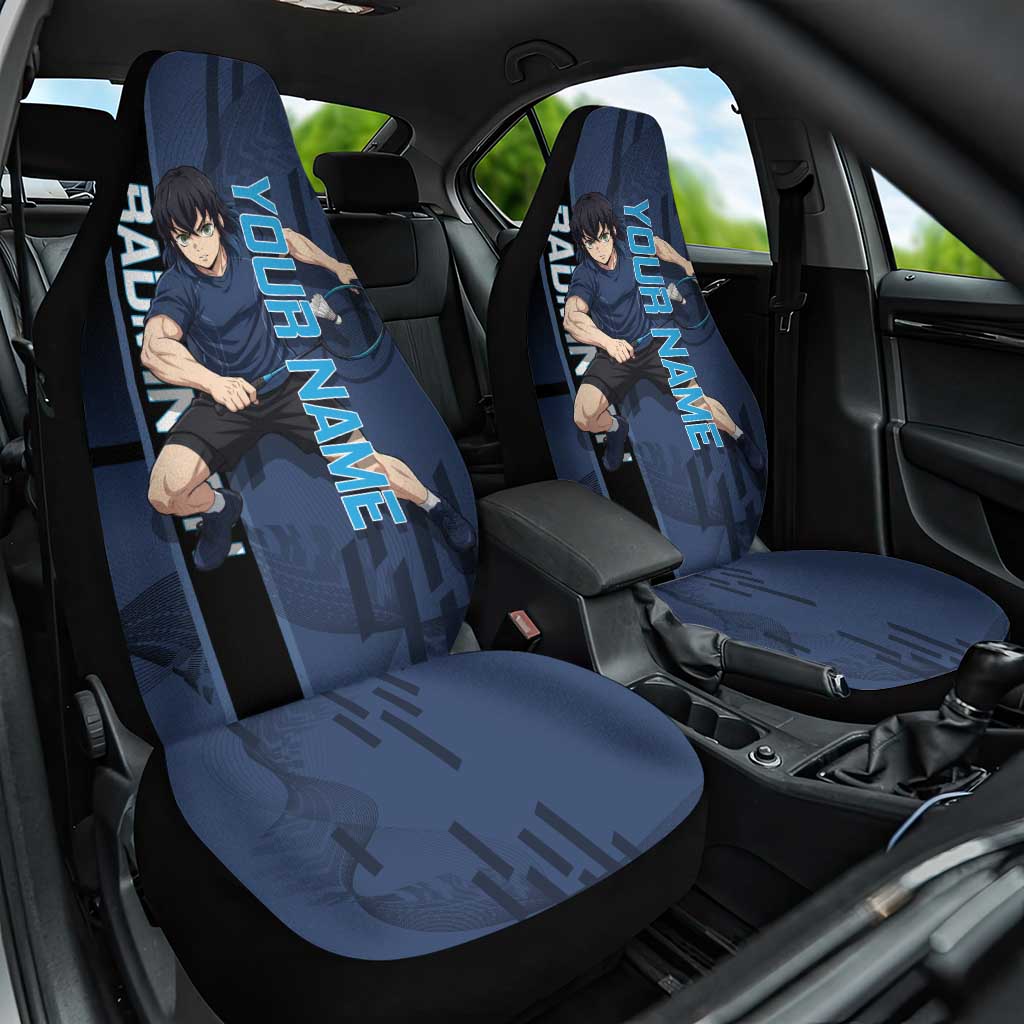 Personalized Inosuke Blue Lock Car Seat Cover Crossover Badminton Design with Action Pose - The Mazicc