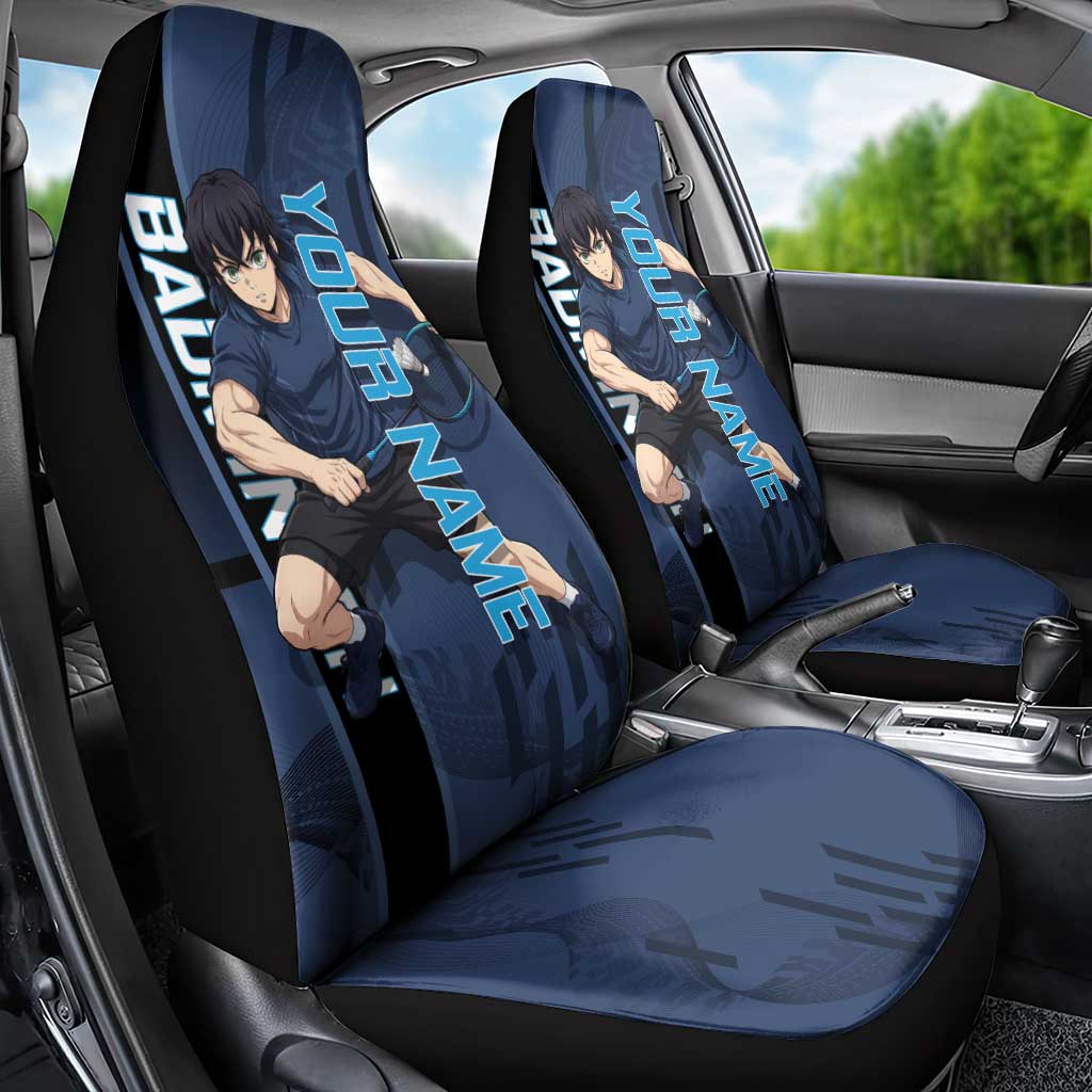 Personalized Inosuke Blue Lock Car Seat Cover Crossover Badminton Design with Action Pose - The Mazicc