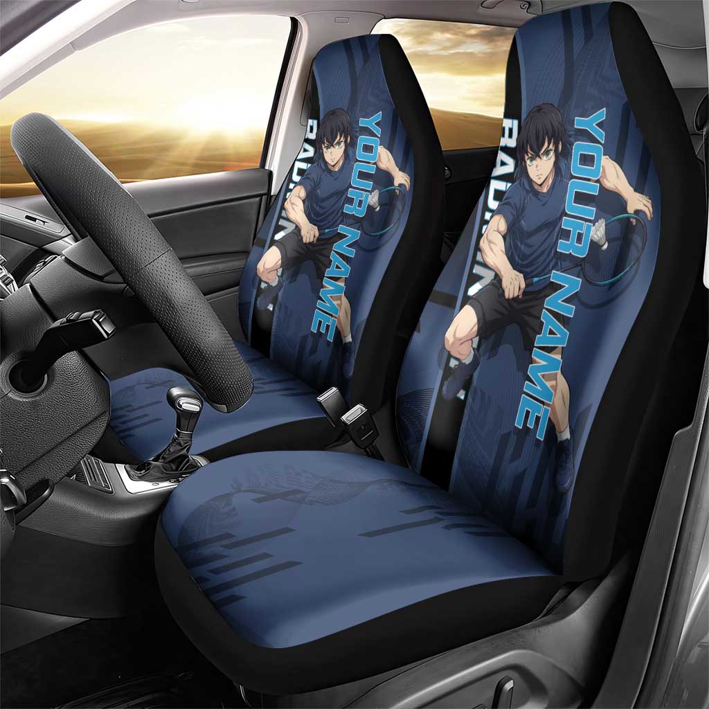 Personalized Inosuke Blue Lock Car Seat Cover Crossover Badminton Design with Action Pose - The Mazicc