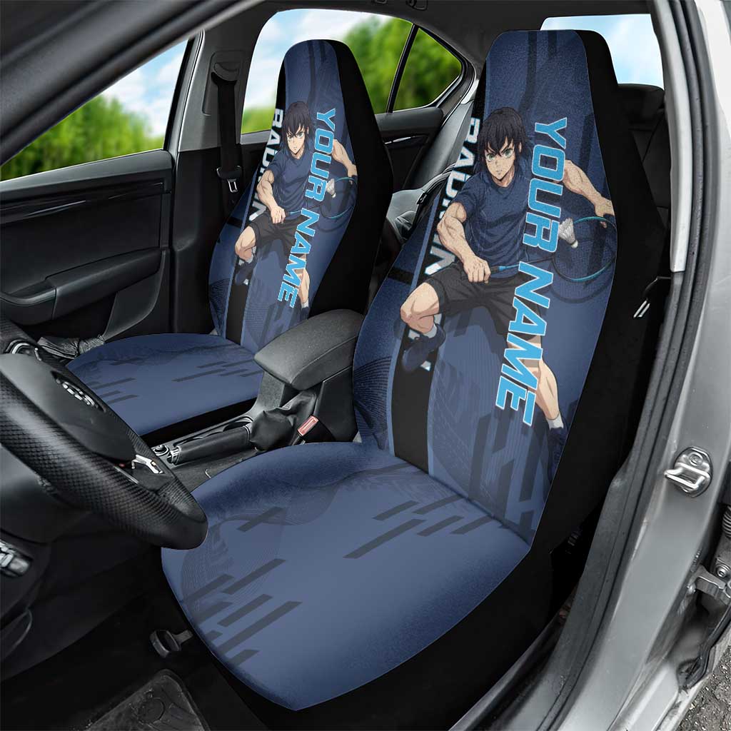 Personalized Inosuke Blue Lock Car Seat Cover Crossover Badminton Design with Action Pose - The Mazicc