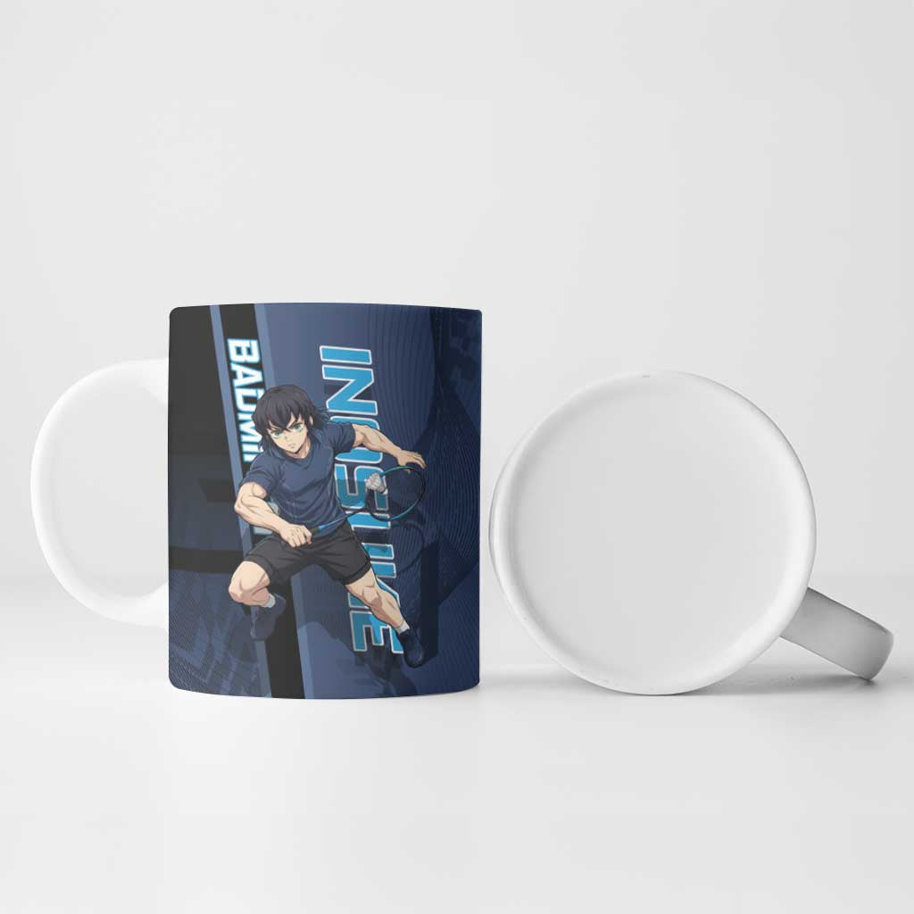 Personalized Inosuke Blue Lock Ceramic Mug Crossover Badminton Design with Action Pose - The Mazicc