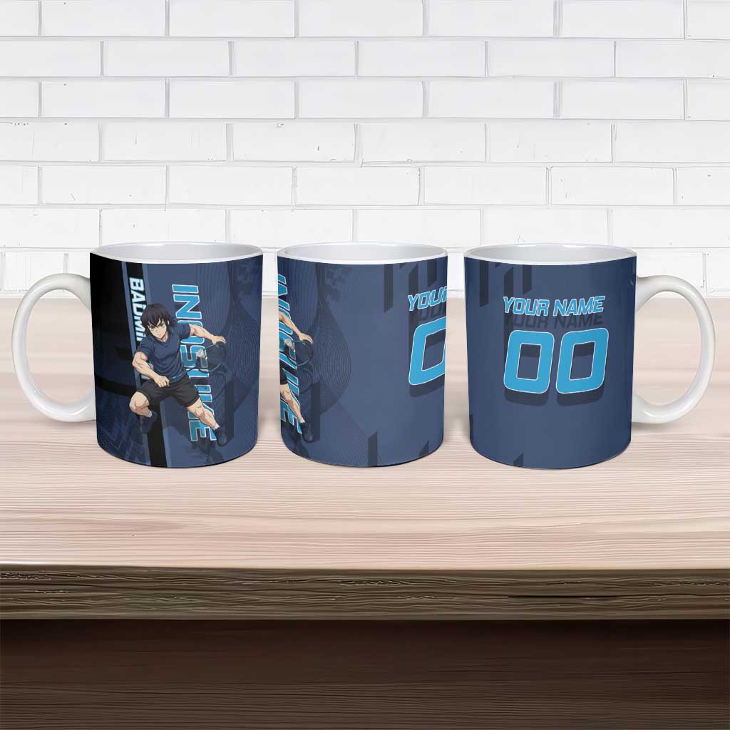 Personalized Inosuke Blue Lock Ceramic Mug Crossover Badminton Design with Action Pose - The Mazicc