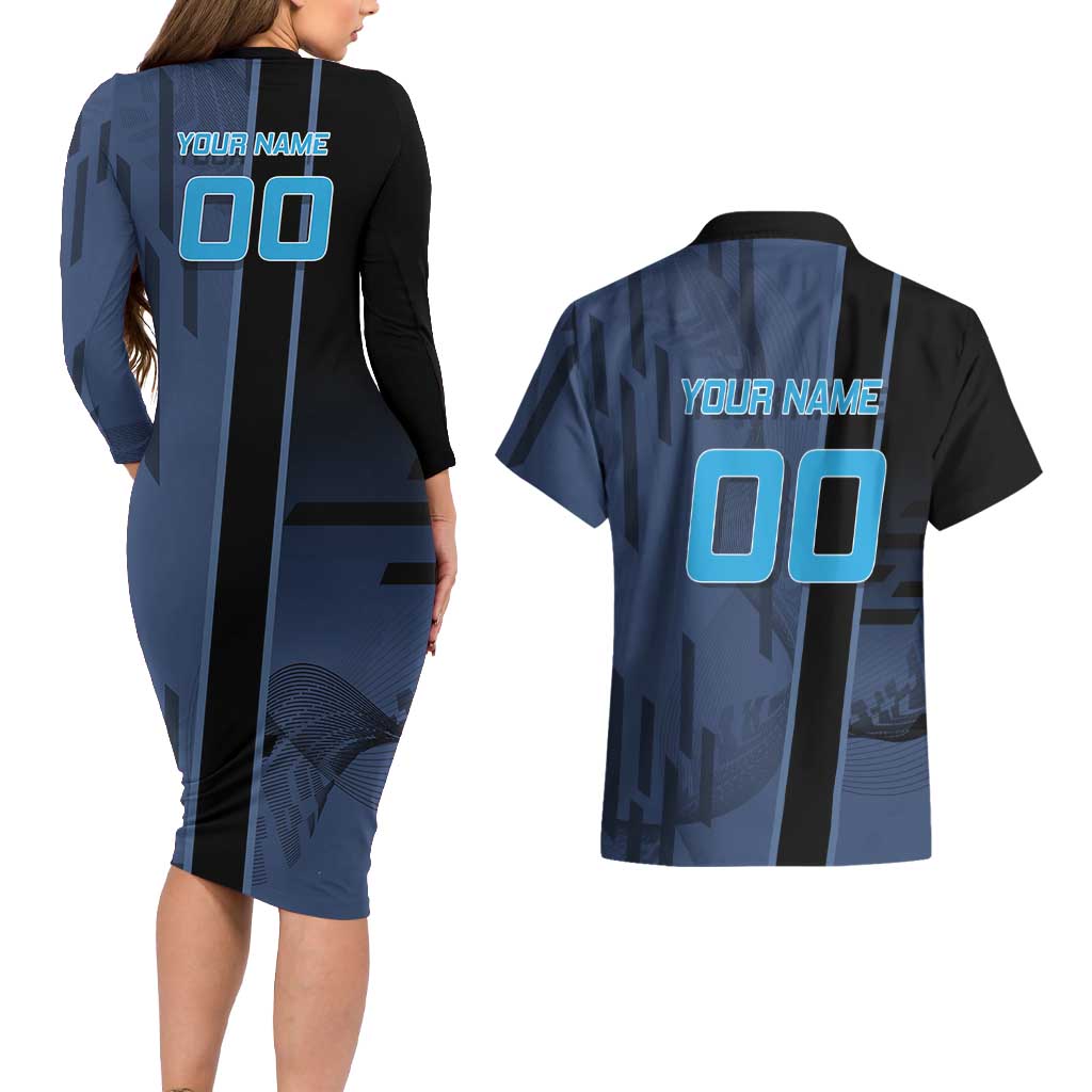 Personalized Inosuke Blue Lock Couples Matching Long Sleeve Bodycon Dress and Hawaiian Shirt Crossover Badminton Design with Action Pose - The Mazicc