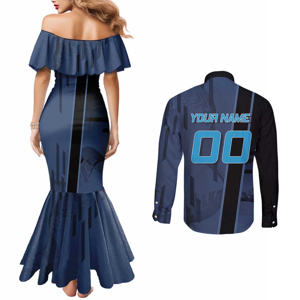 Personalized Inosuke Blue Lock Couples Matching Mermaid Dress and Long Sleeve Button Shirt Crossover Badminton Design with Action Pose - The Mazicc