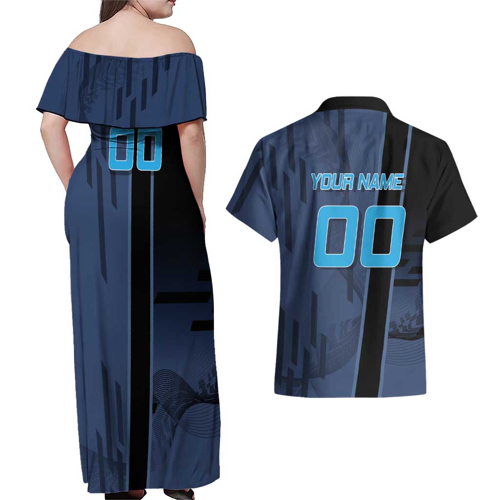 Personalized Inosuke Blue Lock Couples Matching Off Shoulder Maxi Dress and Hawaiian Shirt Crossover Badminton Design with Action Pose - The Mazicc