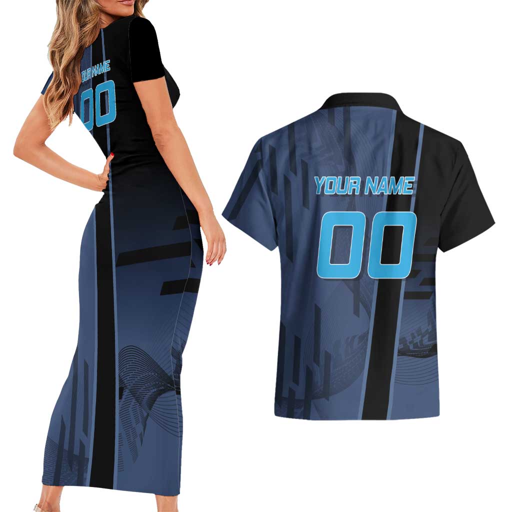 Personalized Inosuke Blue Lock Couples Matching Short Sleeve Bodycon Dress and Hawaiian Shirt Crossover Badminton Design with Action Pose - The Mazicc