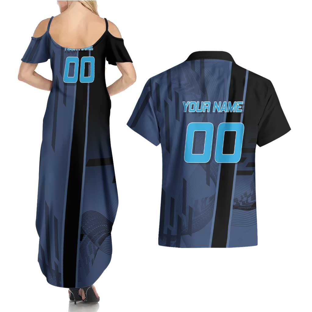 Personalized Inosuke Blue Lock Couples Matching Summer Maxi Dress and Hawaiian Shirt Crossover Badminton Design with Action Pose - The Mazicc