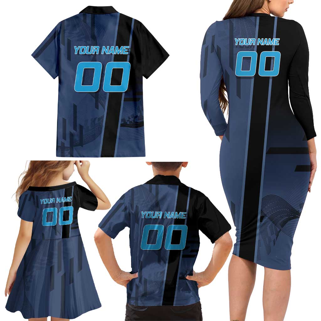 Personalized Inosuke Blue Lock Family Matching Long Sleeve Bodycon Dress and Hawaiian Shirt Crossover Badminton Design with Action Pose