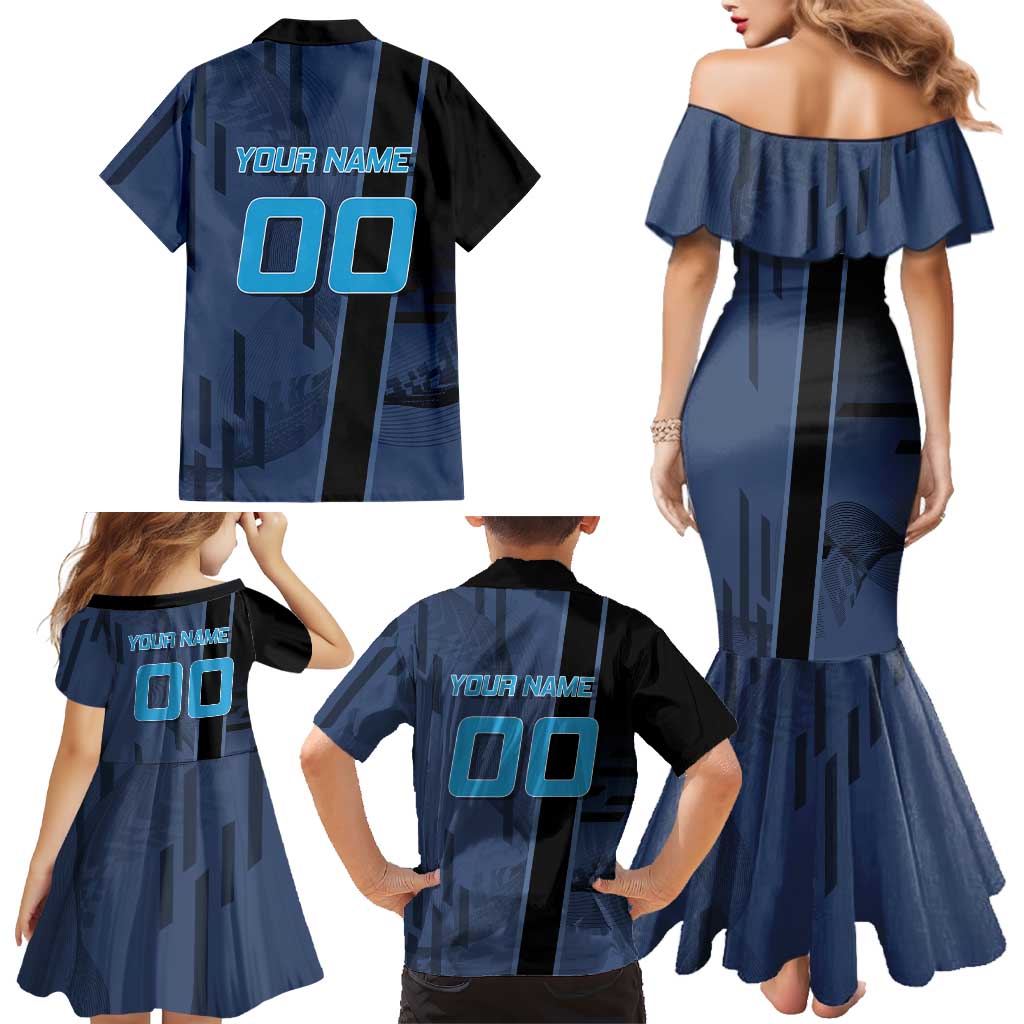 Personalized Inosuke Blue Lock Family Matching Mermaid Dress and Hawaiian Shirt Crossover Badminton Design with Action Pose