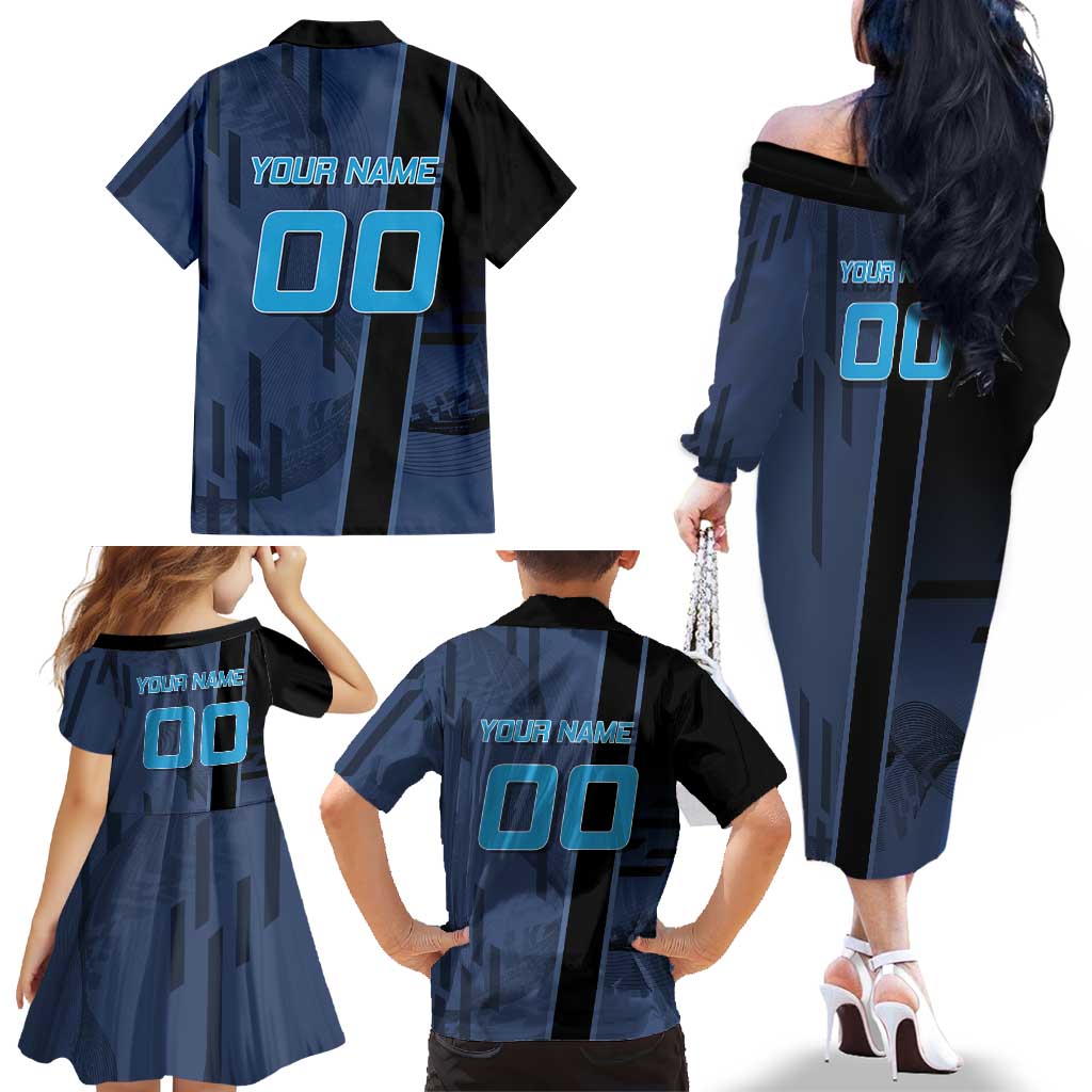 Personalized Inosuke Blue Lock Family Matching Off The Shoulder Long Sleeve Dress and Hawaiian Shirt Crossover Badminton Design with Action Pose