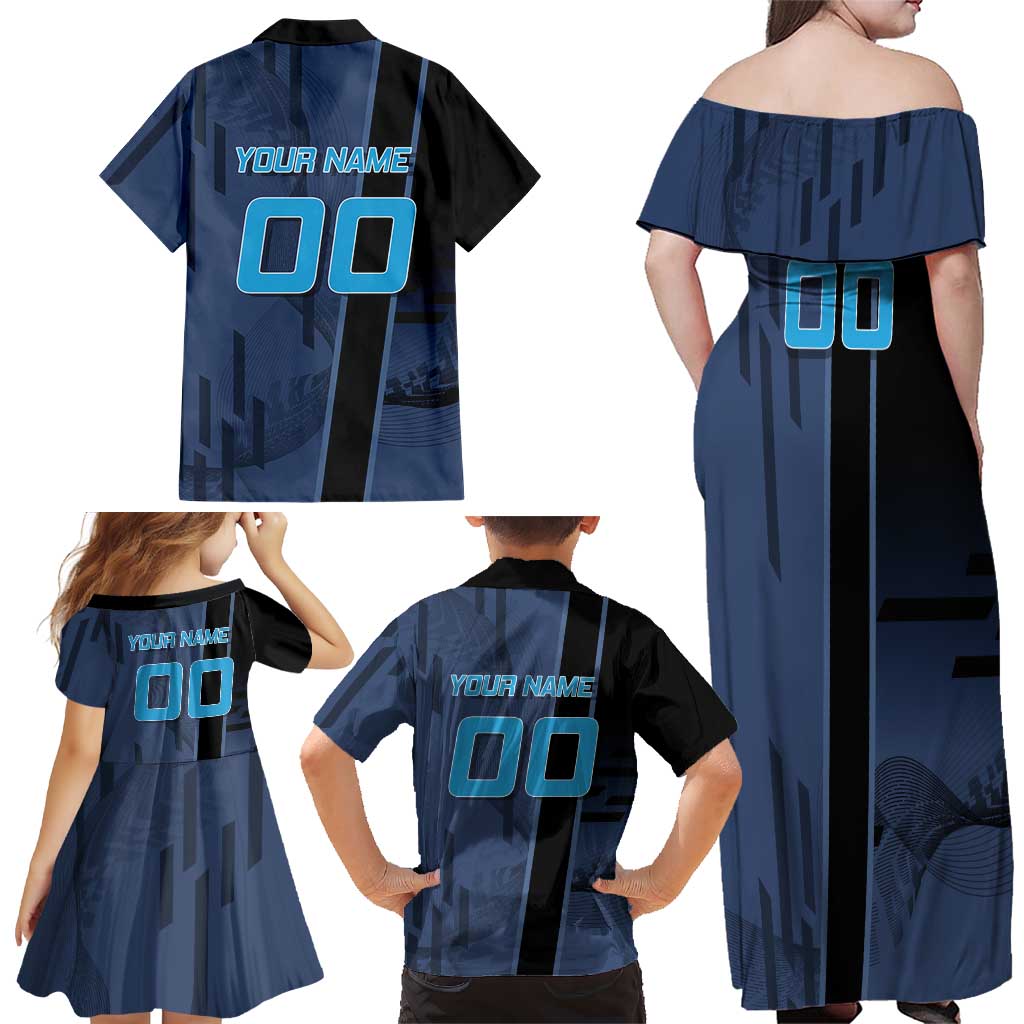 Personalized Inosuke Blue Lock Family Matching Off Shoulder Maxi Dress and Hawaiian Shirt Crossover Badminton Design with Action Pose