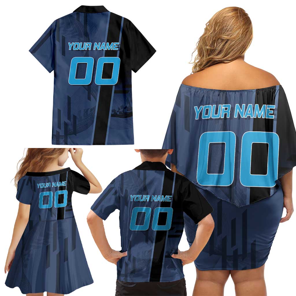 Personalized Inosuke Blue Lock Family Matching Off Shoulder Short Dress and Hawaiian Shirt Crossover Badminton Design with Action Pose