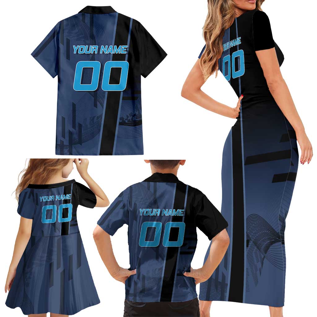 Personalized Inosuke Blue Lock Family Matching Short Sleeve Bodycon Dress and Hawaiian Shirt Crossover Badminton Design with Action Pose