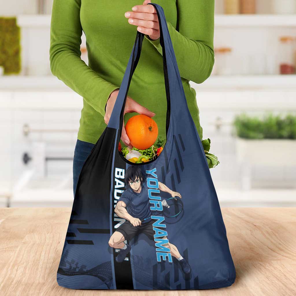 Personalized Inosuke Blue Lock Grocery Bag Crossover Badminton Design with Action Pose - The Mazicc