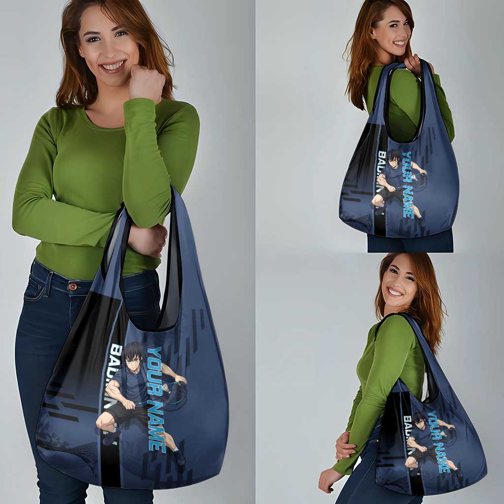 Personalized Inosuke Blue Lock Grocery Bag Crossover Badminton Design with Action Pose - The Mazicc