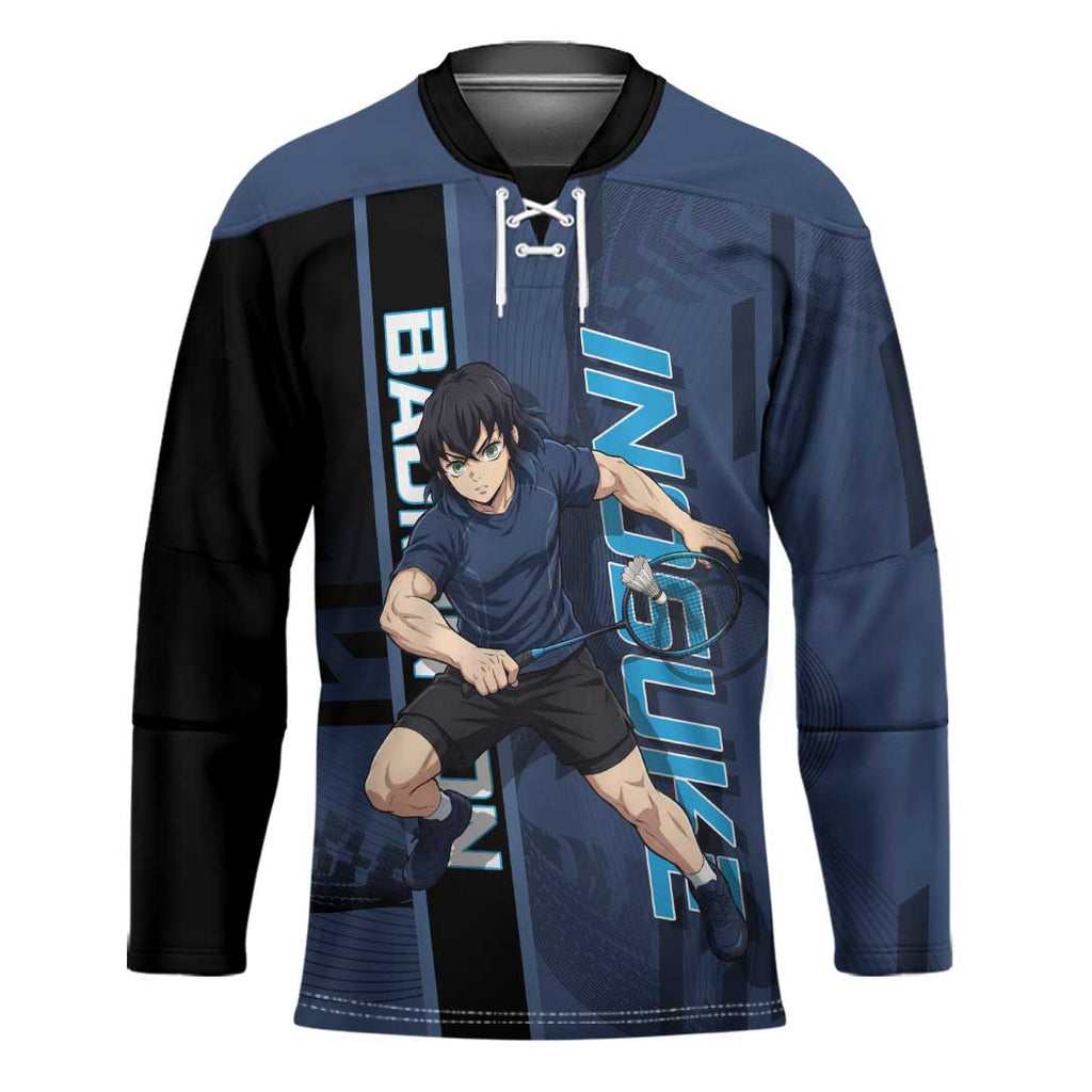 Personalized Inosuke Blue Lock Hockey Jersey Crossover Badminton Design with Action Pose - The Mazicc