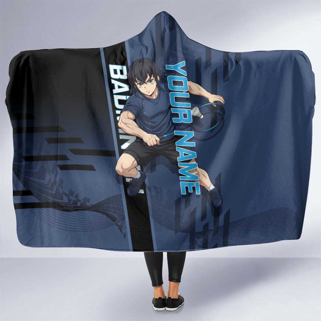 Personalized Inosuke Blue Lock Hooded Blanket Crossover Badminton Design with Action Pose - The Mazicc