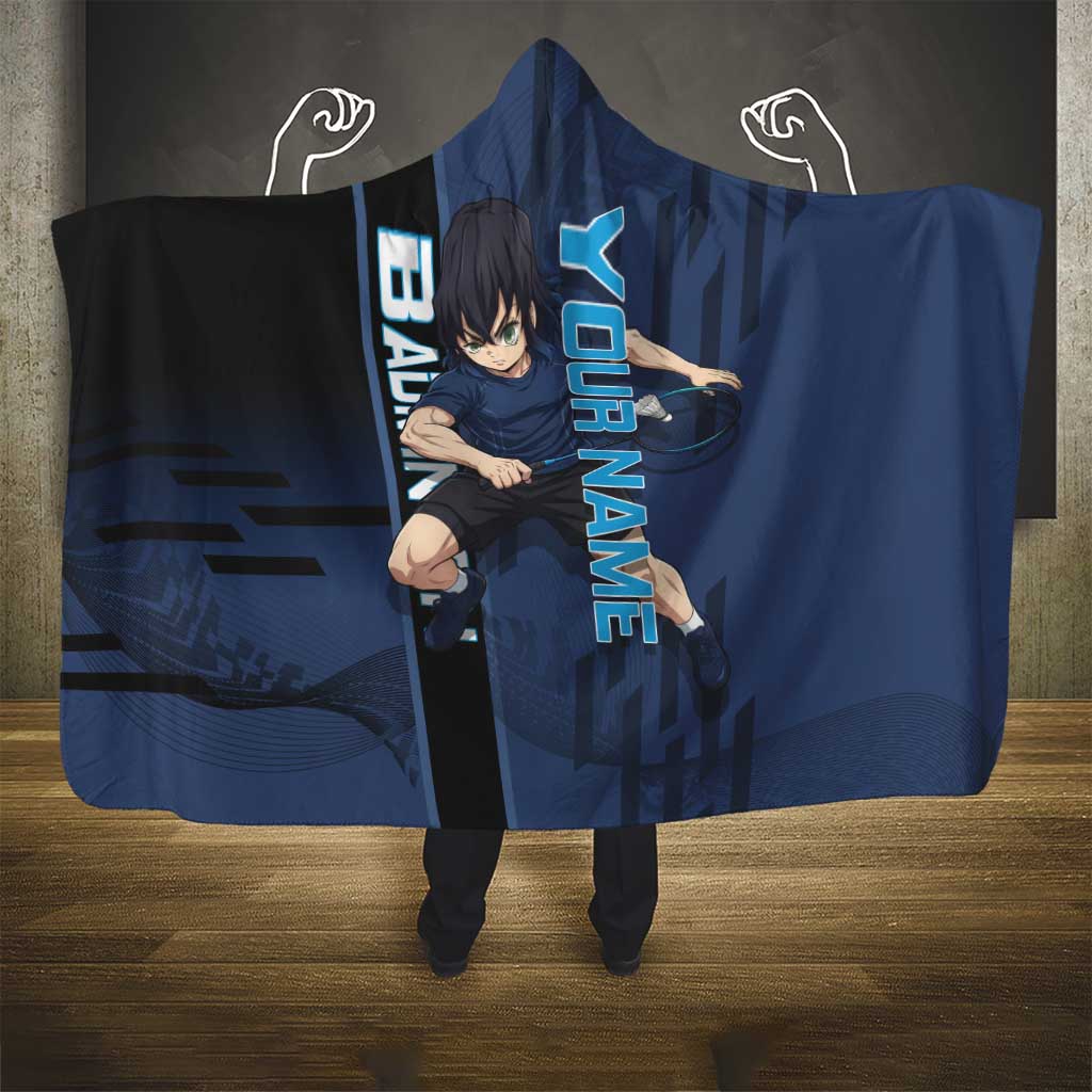 Personalized Inosuke Blue Lock Hooded Blanket Crossover Badminton Design with Action Pose - The Mazicc