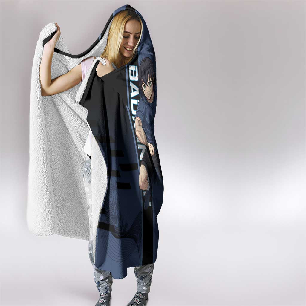 Personalized Inosuke Blue Lock Hooded Blanket Crossover Badminton Design with Action Pose - The Mazicc