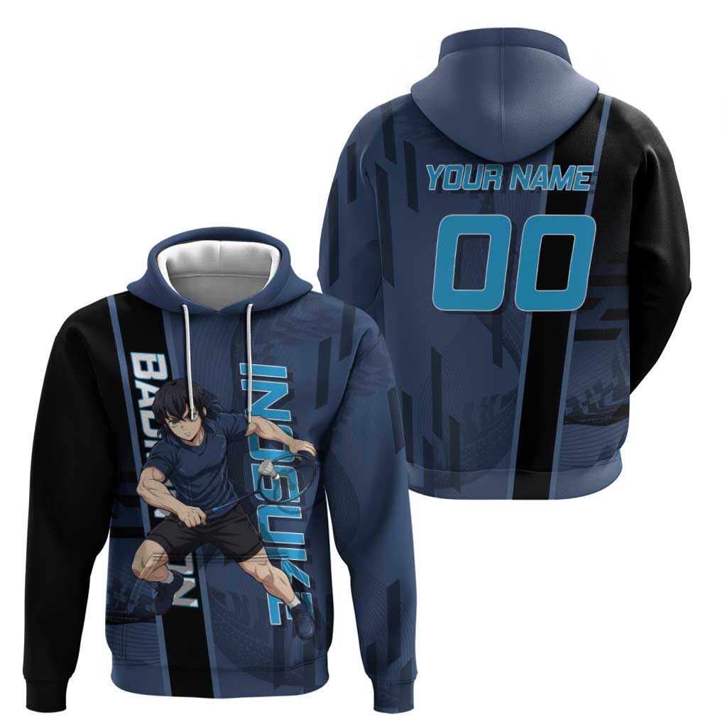 Personalized Inosuke Blue Lock Hoodie Crossover Badminton Design with Action Pose - The Mazicc