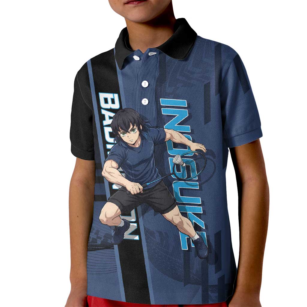 Personalized Inosuke Blue Lock Kid Polo Shirt Crossover Badminton Design with Action Pose - The Mazicc
