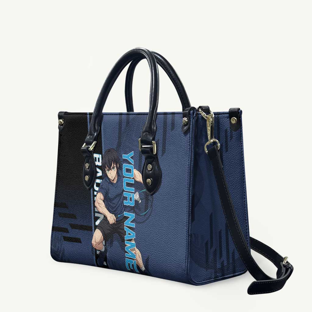 Personalized Inosuke Blue Lock Leather Bag Crossover Badminton Design with Action Pose - The Mazicc