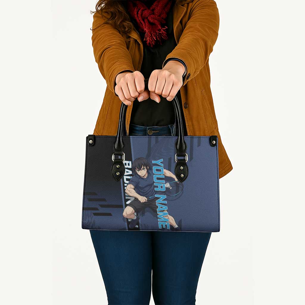 Personalized Inosuke Blue Lock Leather Bag Crossover Badminton Design with Action Pose - The Mazicc