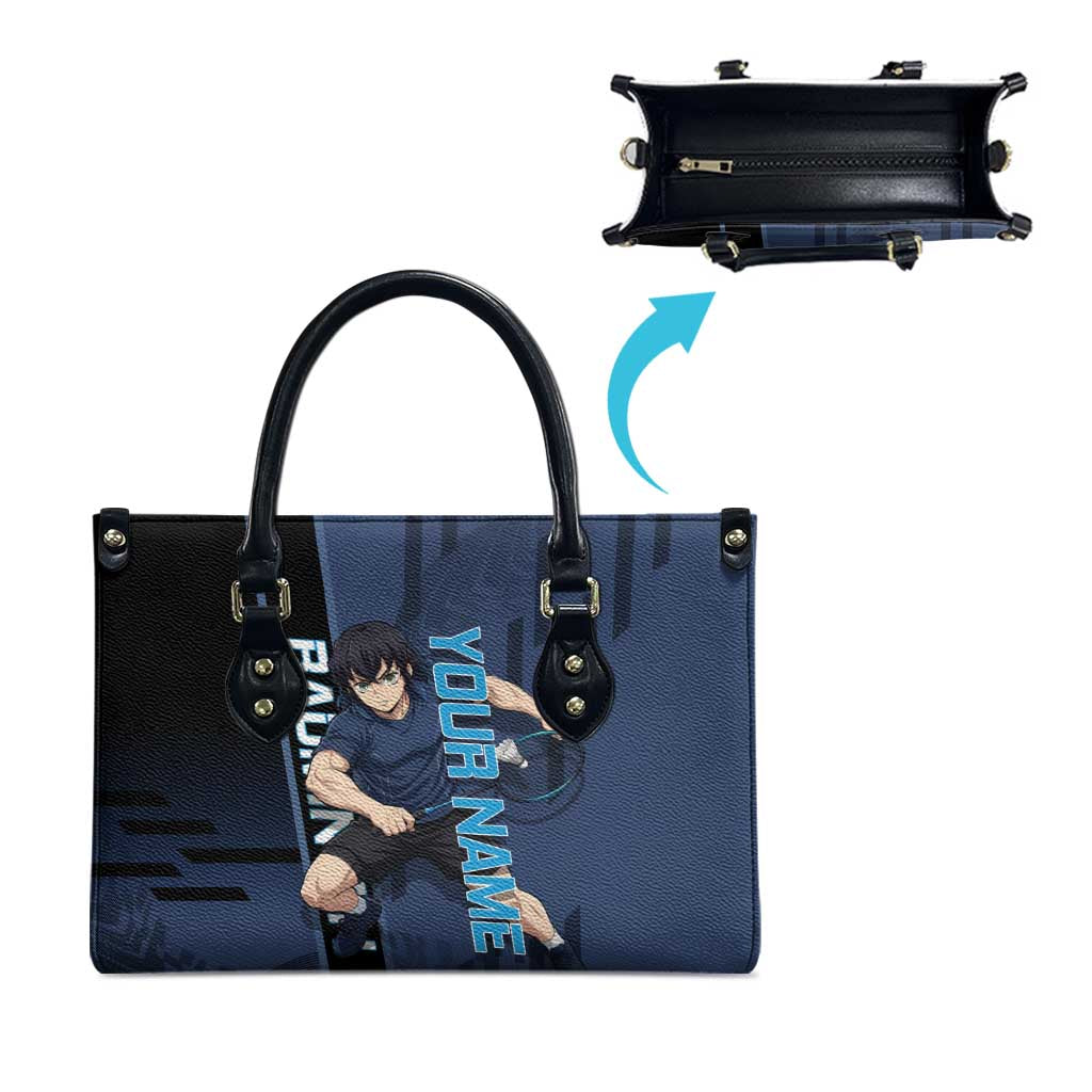 Personalized Inosuke Blue Lock Leather Bag Crossover Badminton Design with Action Pose - The Mazicc