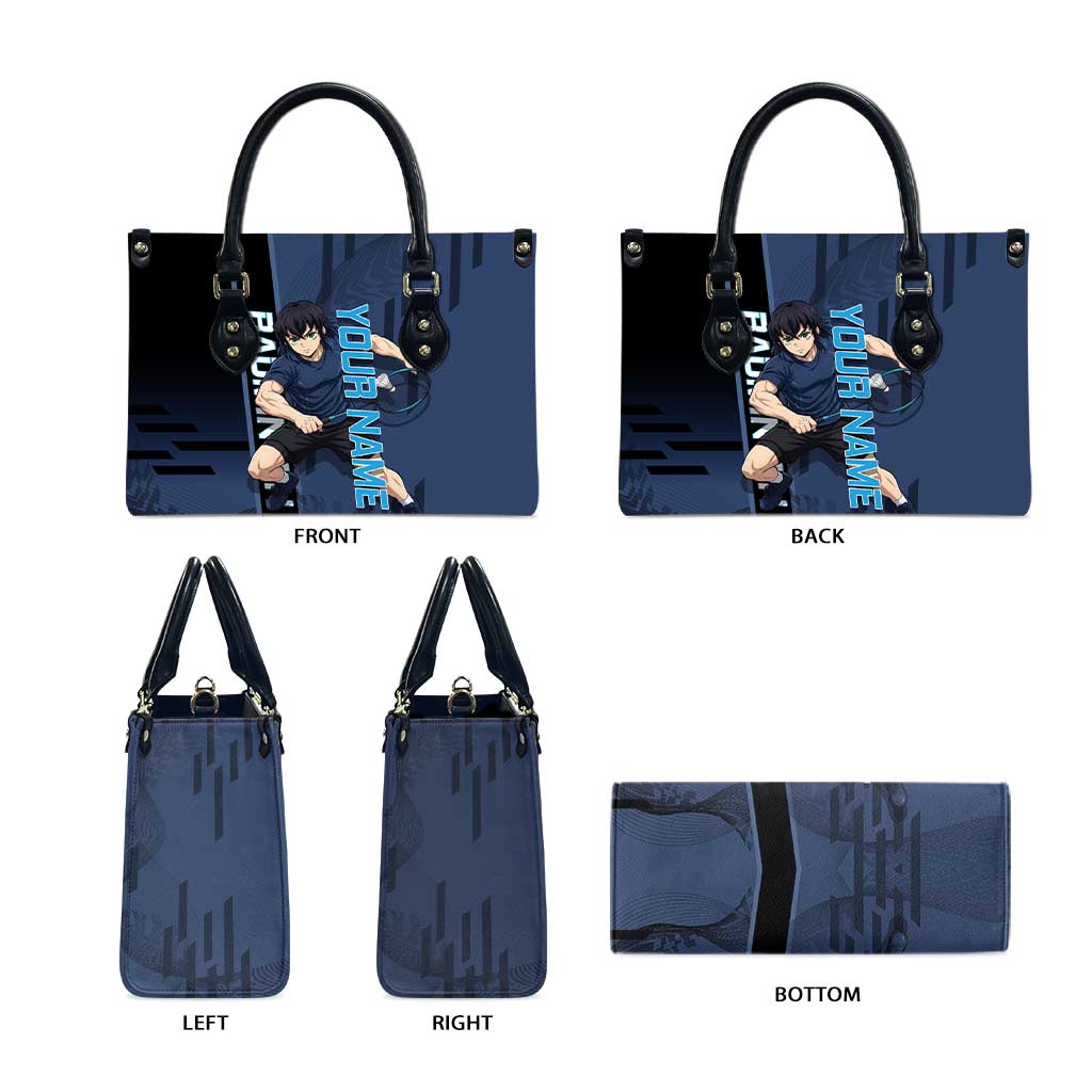 Personalized Inosuke Blue Lock Leather Bag Crossover Badminton Design with Action Pose - The Mazicc