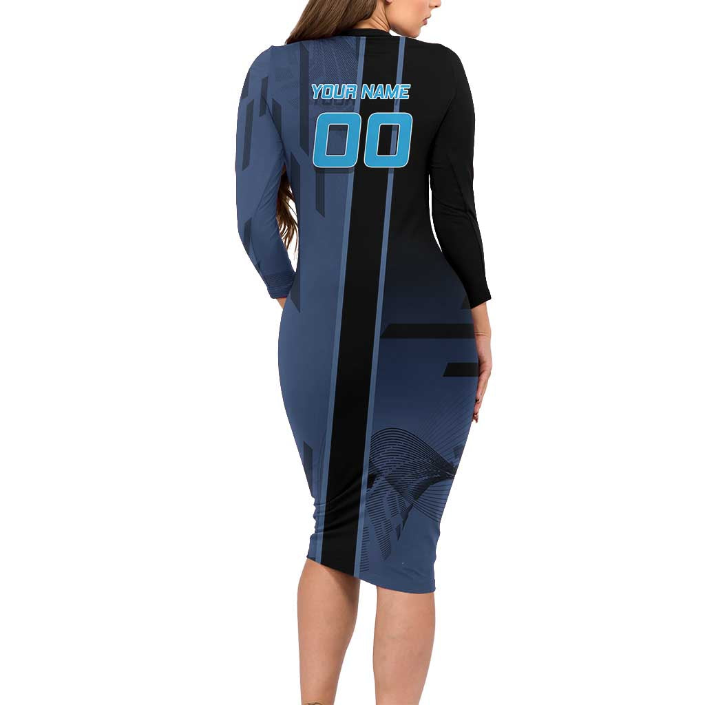 Personalized Inosuke Blue Lock Long Sleeve Bodycon Dress Crossover Badminton Design with Action Pose - The Mazicc