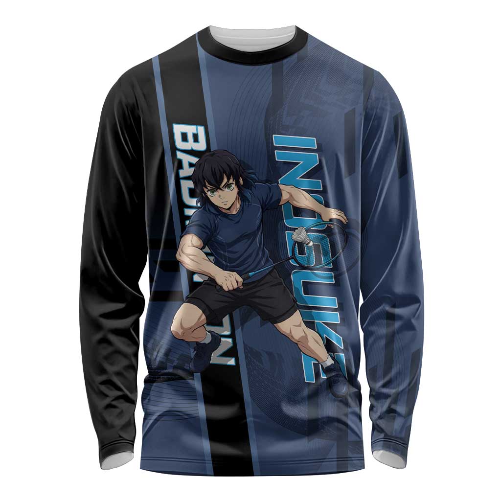 Personalized Inosuke Blue Lock Long Sleeve Shirt Crossover Badminton Design with Action Pose - The Mazicc