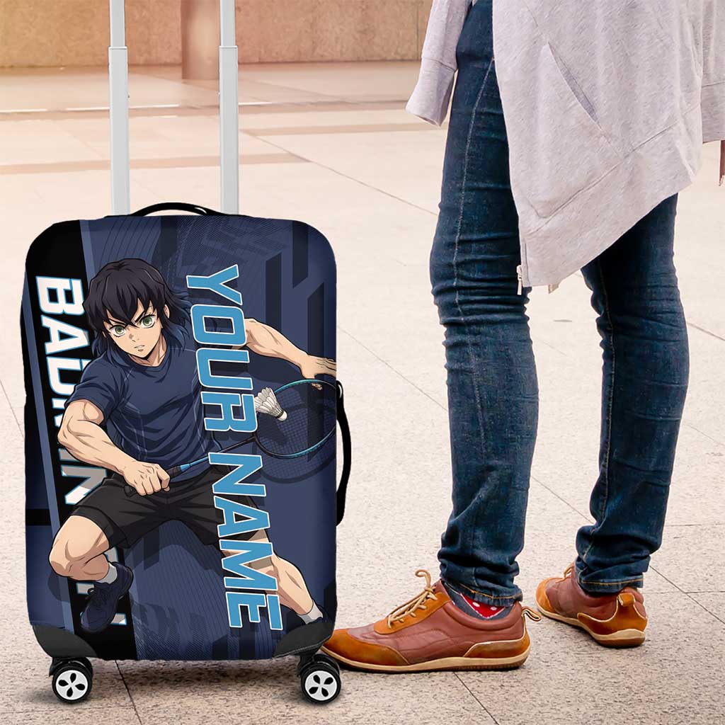 Personalized Inosuke Blue Lock Luggage Cover Crossover Badminton Design with Action Pose - The Mazicc
