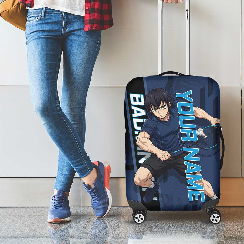 Personalized Inosuke Blue Lock Luggage Cover Crossover Badminton Design with Action Pose - The Mazicc