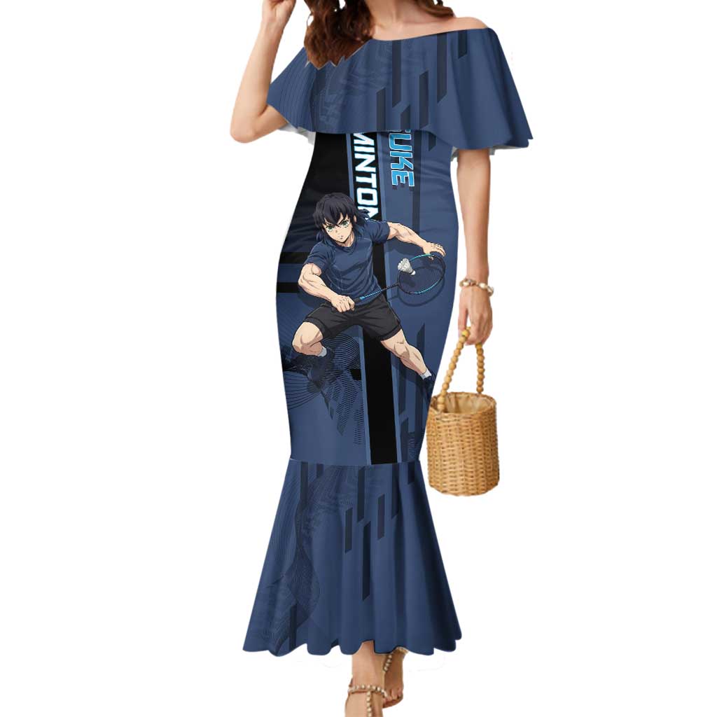 Personalized Inosuke Blue Lock Mermaid Dress Crossover Badminton Design with Action Pose - The Mazicc