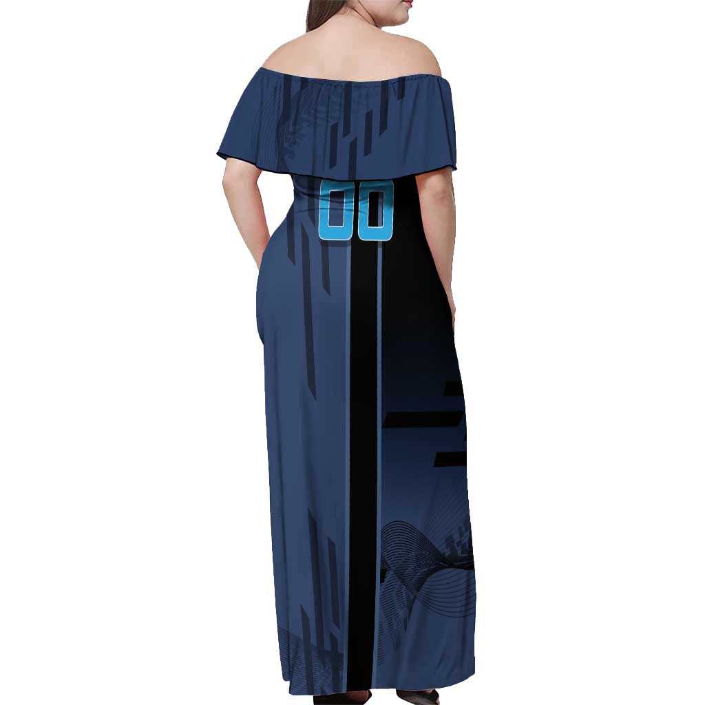 Personalized Inosuke Blue Lock Off Shoulder Maxi Dress Crossover Badminton Design with Action Pose - The Mazicc
