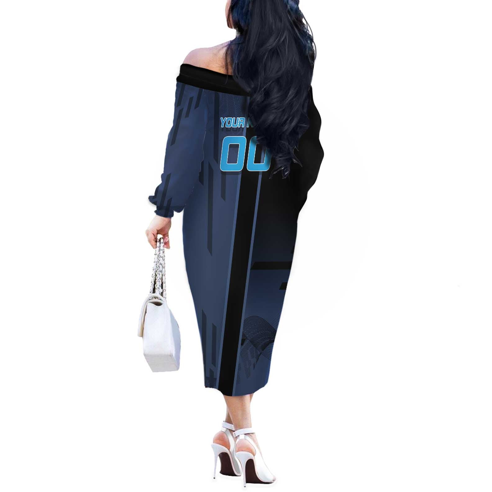 Personalized Inosuke Blue Lock Off The Shoulder Long Sleeve Dress Crossover Badminton Design with Action Pose - The Mazicc