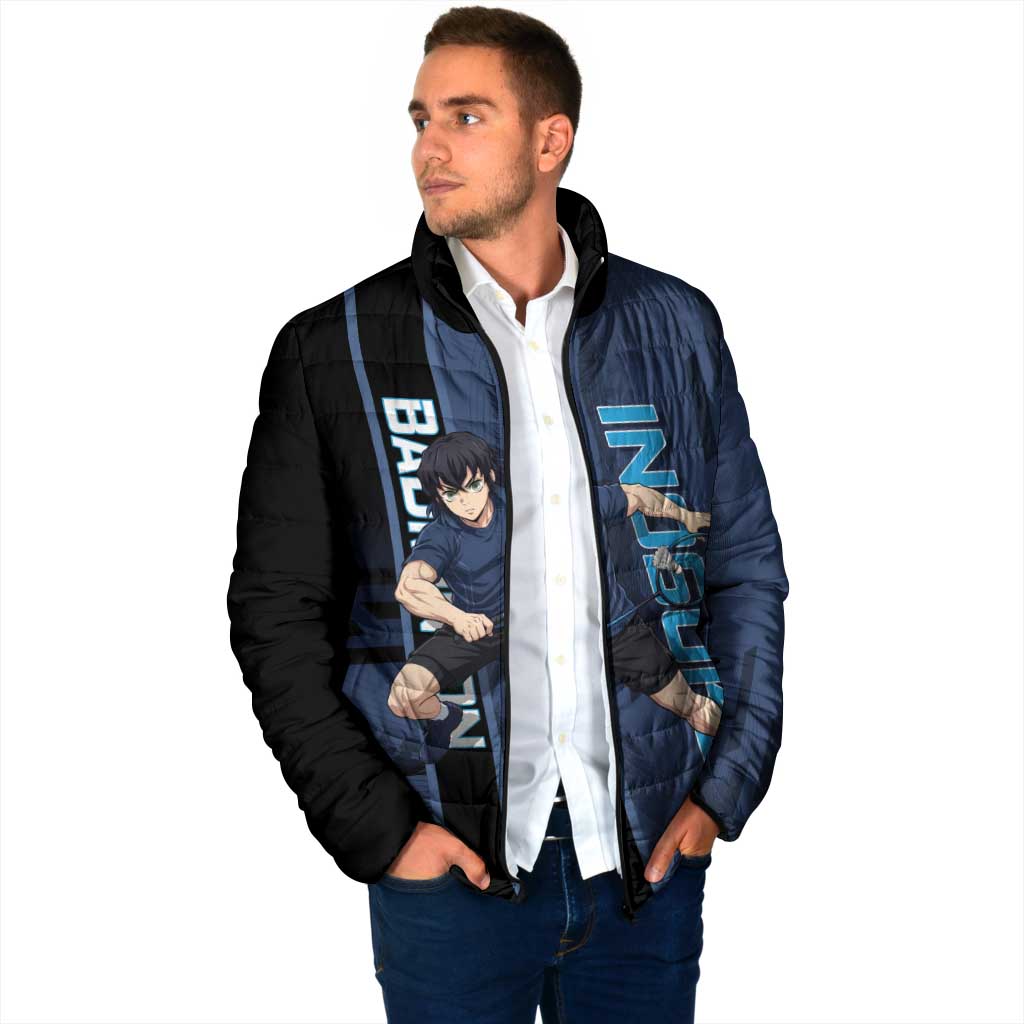 Personalized Inosuke Blue Lock Padded Jacket Crossover Badminton Design with Action Pose - The Mazicc