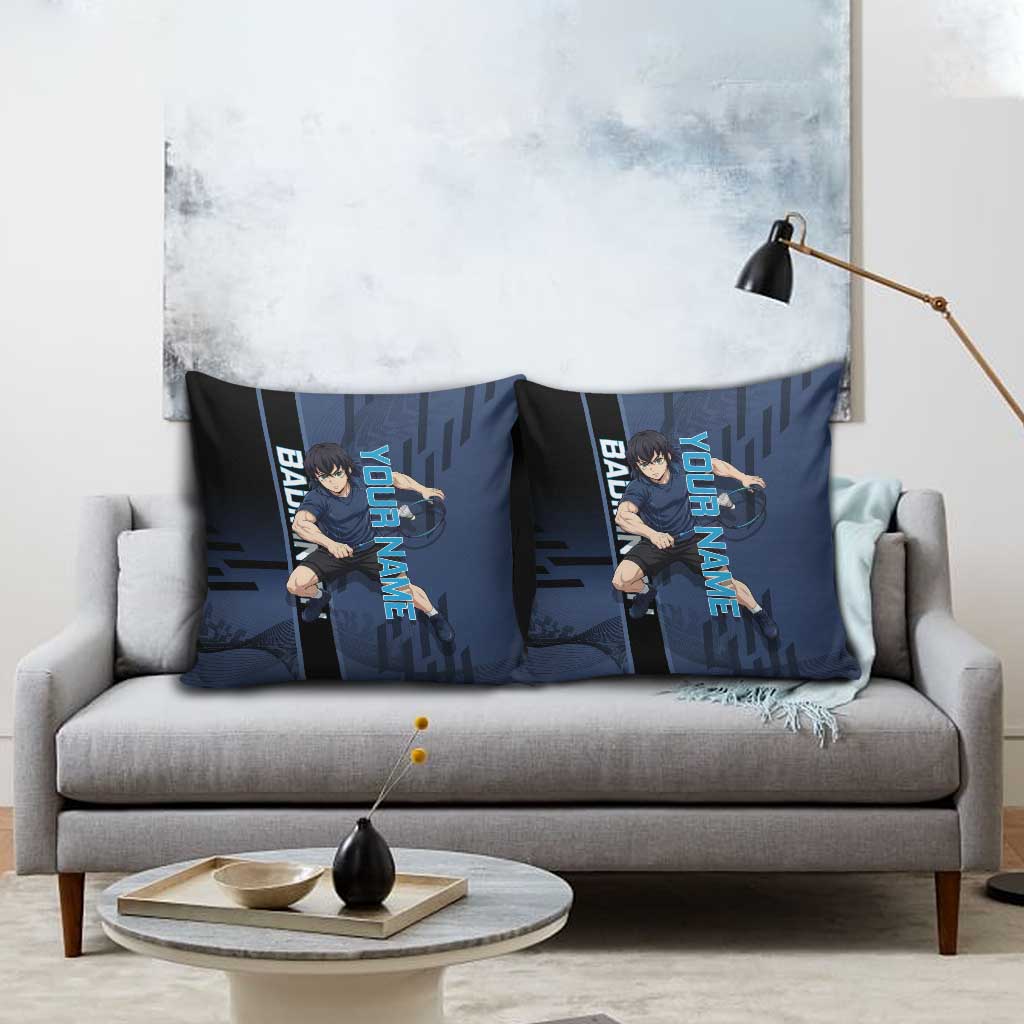 Personalized Inosuke Blue Lock Pillow Cover Crossover Badminton Design with Action Pose - The Mazicc