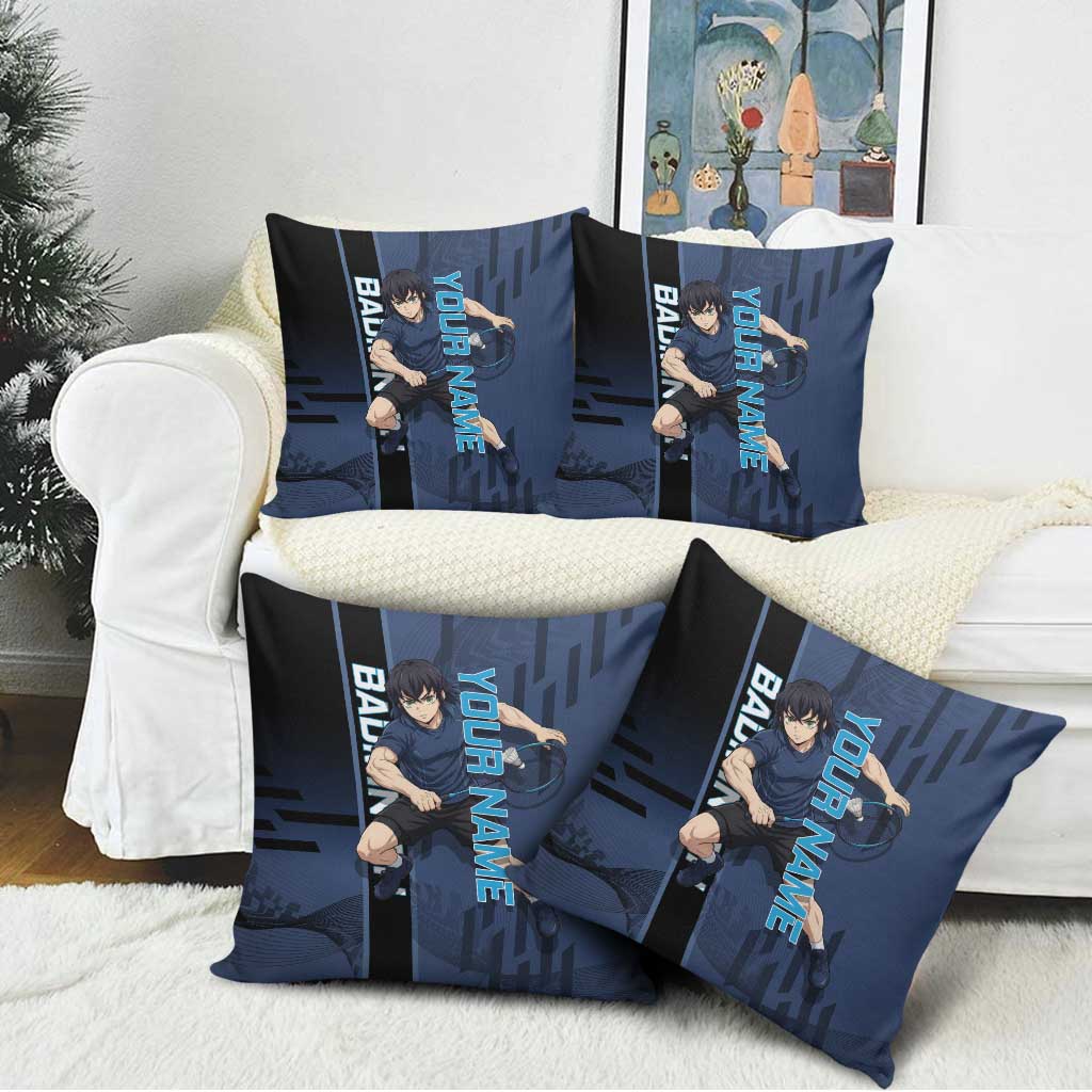 Personalized Inosuke Blue Lock Pillow Cover Crossover Badminton Design with Action Pose - The Mazicc