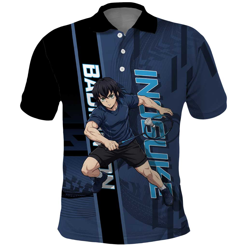 Personalized Inosuke Blue Lock Polo Shirt Crossover Badminton Design with Action Pose - The Mazicc