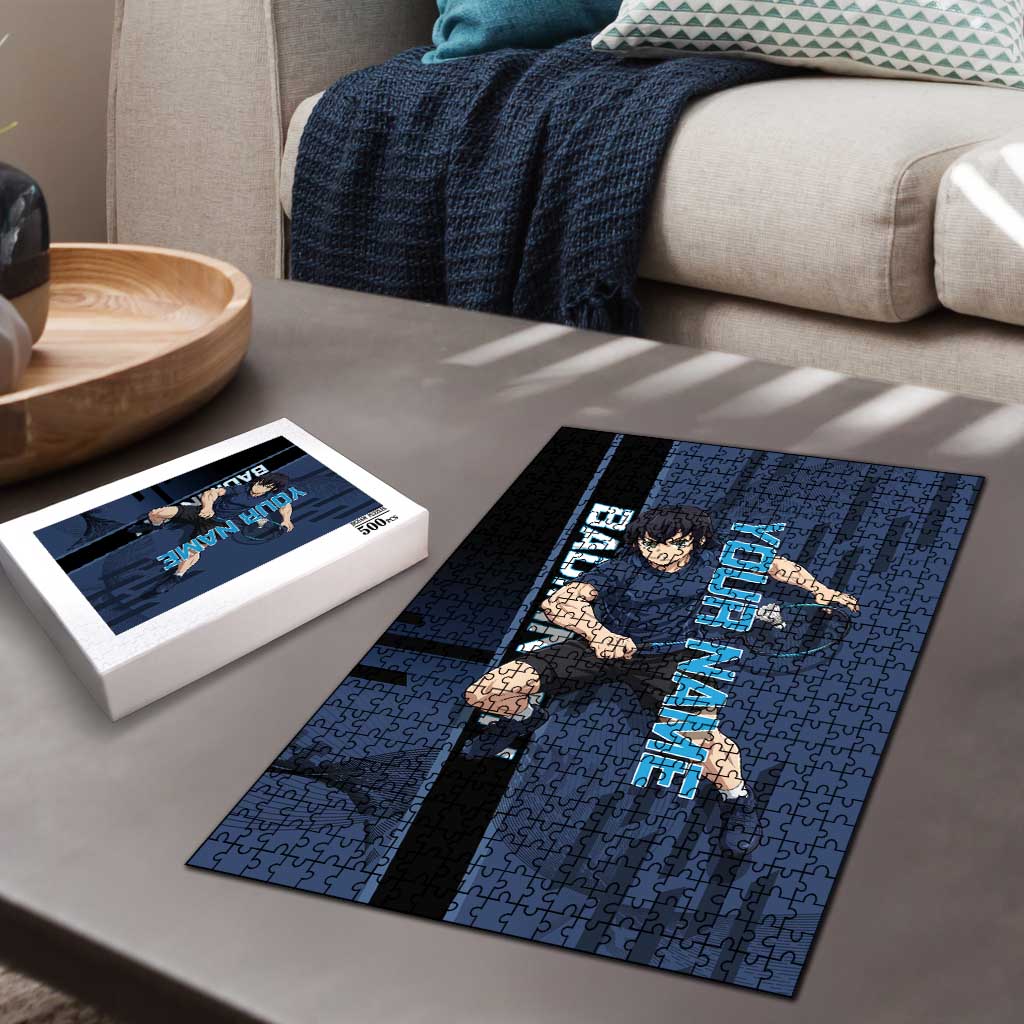 Personalized Inosuke Blue Lock Puzzle Crossover Badminton Design with Action Pose - The Mazicc