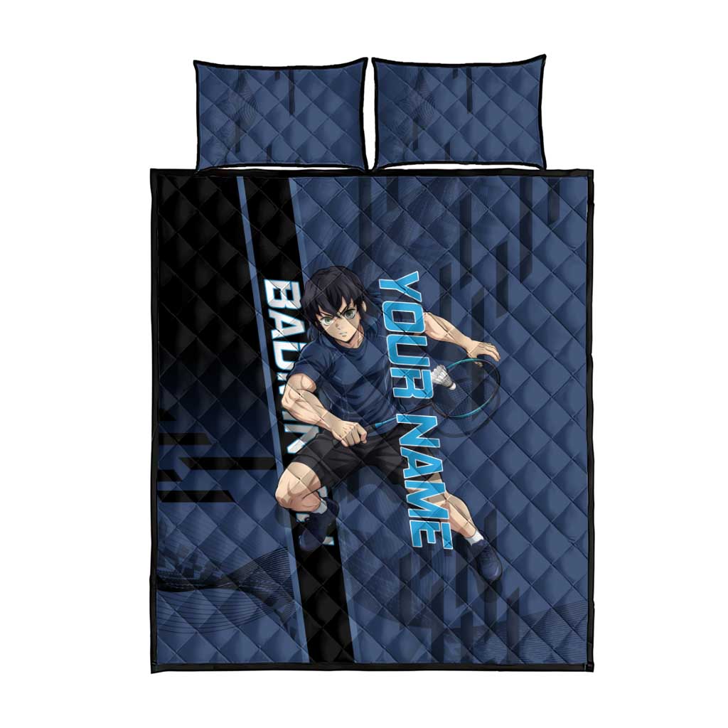Personalized Inosuke Blue Lock Quilt Bed Set Crossover Badminton Design with Action Pose - The Mazicc