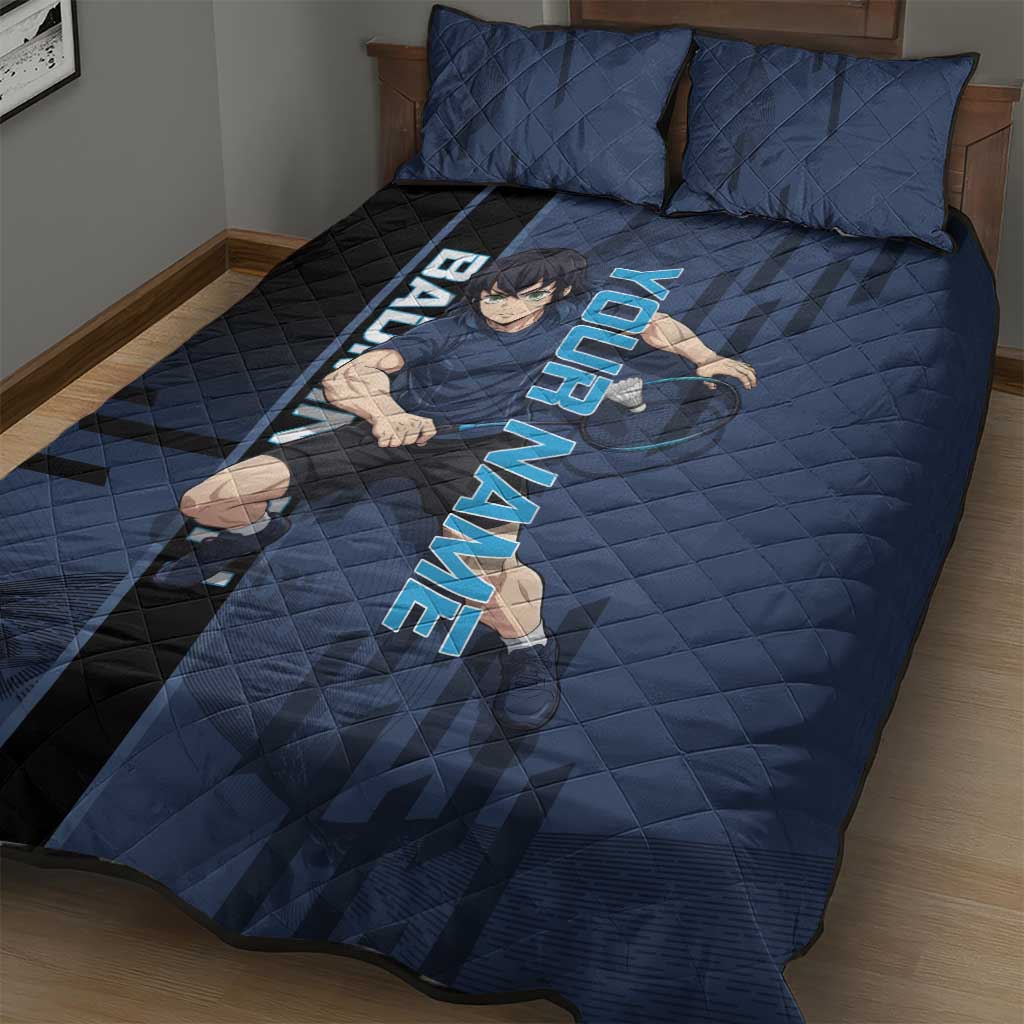 Personalized Inosuke Blue Lock Quilt Bed Set Crossover Badminton Design with Action Pose - The Mazicc