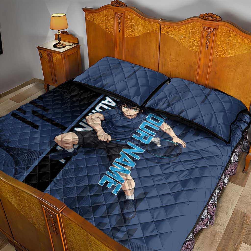 Personalized Inosuke Blue Lock Quilt Bed Set Crossover Badminton Design with Action Pose - The Mazicc