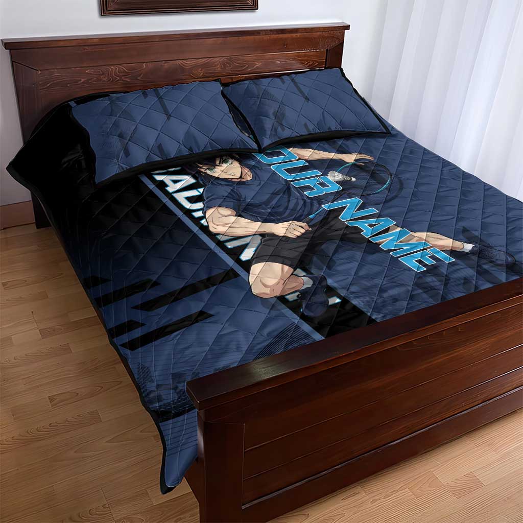 Personalized Inosuke Blue Lock Quilt Bed Set Crossover Badminton Design with Action Pose - The Mazicc