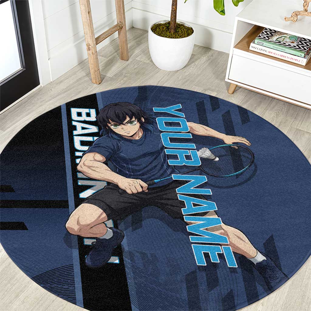 Personalized Inosuke Blue Lock Round Carpet Crossover Badminton Design with Action Pose - The Mazicc