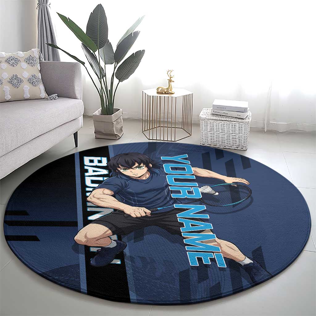 Personalized Inosuke Blue Lock Round Carpet Crossover Badminton Design with Action Pose - The Mazicc